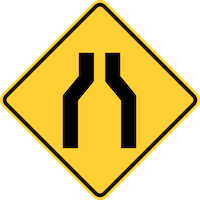 Road Narrows Sign